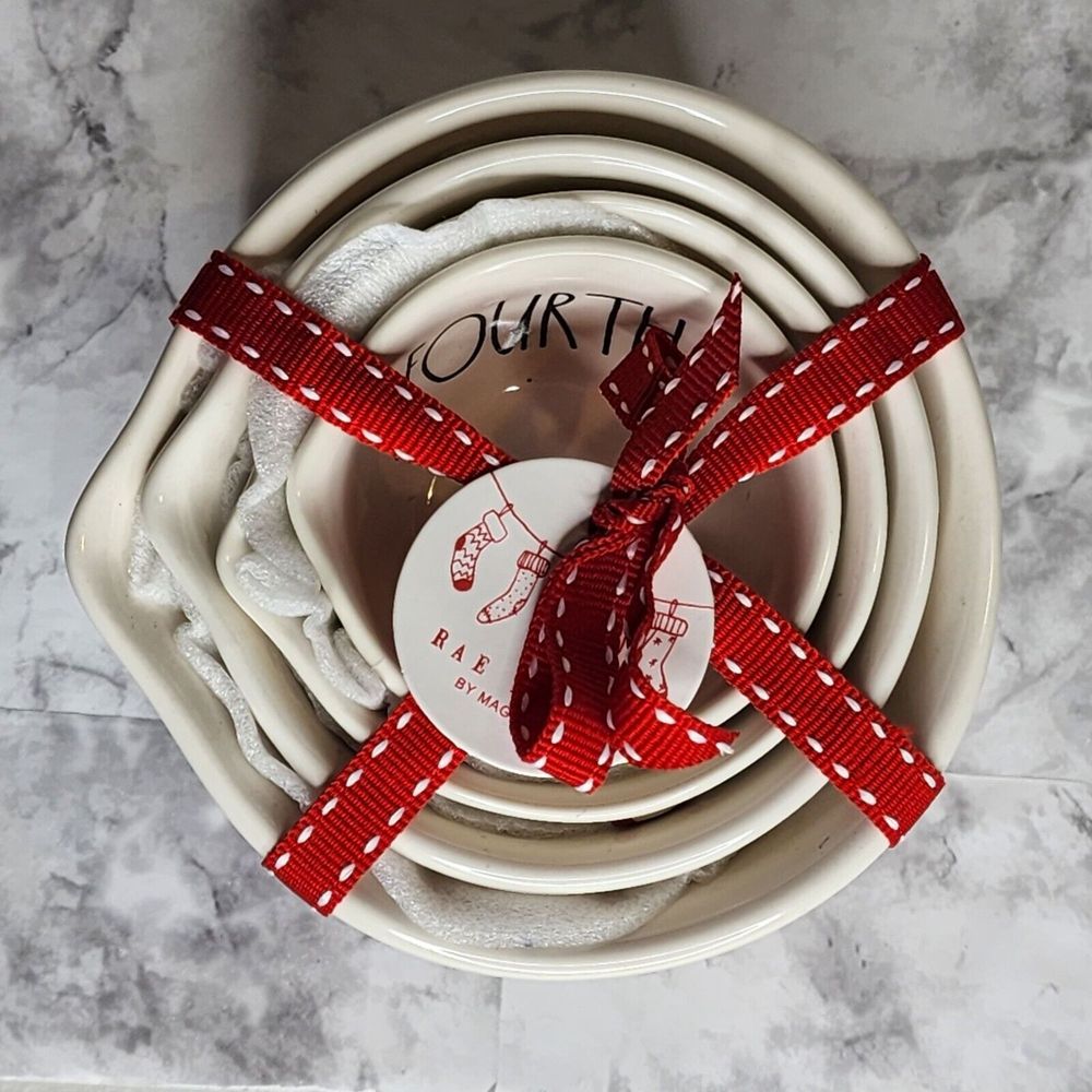 Rae Dunn Christmas Measuring Cups Candy Cane Ceramic Holiday New with Tags 2023 - Picture 2 of 4